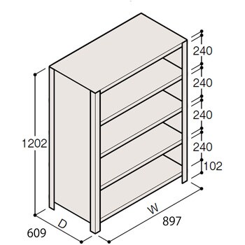 ERR-243640-W7 軽量棚ERR密閉型H1200 有効棚 4段 1台 イトーキ 【通販