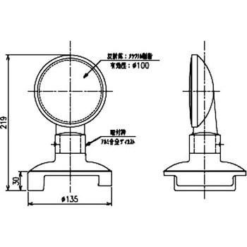 デリネーター(支柱かぶせ取付式(Φ114.3用) Φ100レンズ 片面反射) 倉本産業