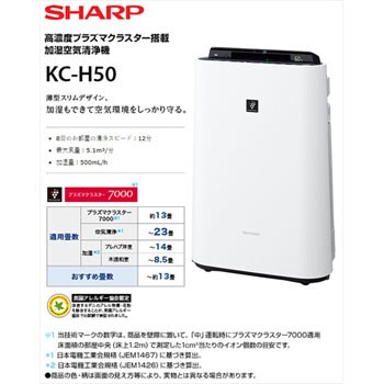 Kc H50w 加湿空気清浄機 プラズマクラスター搭載 1台 シャープ 通販サイトmonotaro