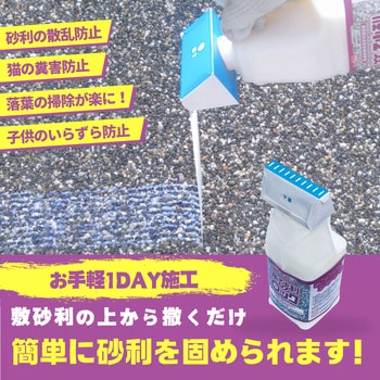 簡易的散布型砂利固定材 楽砂利ロック ヤブ原産業