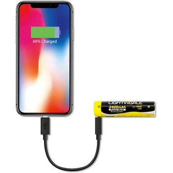 スマホにも給電できるリチウムイオン充電池 18650タイプ ライティンゲイル