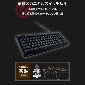 キーボード 有線 メカニカル式(茶軸/タクタイル) コンパクトサイズ 日本語配列 テンキーレス Windows 11 対応 5000万回高耐久スイッチ採用 エレコム