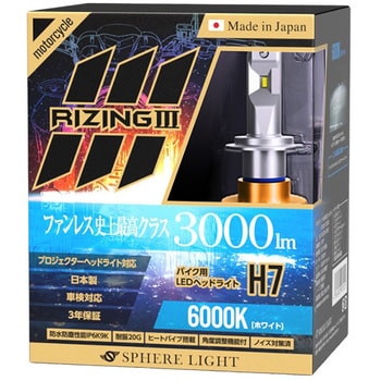 SLRZBH7060 バイク用LEDヘッドライト RIZING3 H7 SPHERELIGHT(スフィア