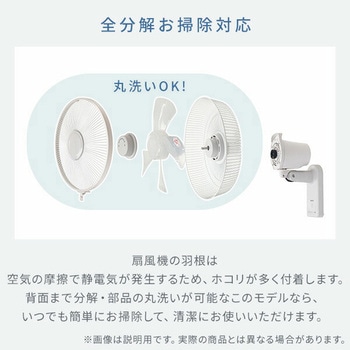 扇風機 壁掛け お手入れ簡単モデル 左右首振り 風量3段階 切タイマー - YAMAZEN(山善)