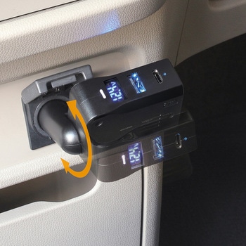 スリムポート ディレクション USB+Type-C+バッテリーチェッカー 槌屋ヤック