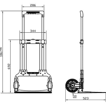 Mo-90M カート 折りたたみ式 超強力型 アルミ製 コード付 モノタロウ 荷重125kg 荷台寸法363×485mm Mo-90M -  【通販モノタロウ】