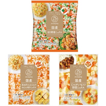 [冷凍]mikata 国産カット野菜ミックス  3種×各2袋 ( 玉ねぎ にんじん じゃがいも ピーマン ) - ニチノウ食品