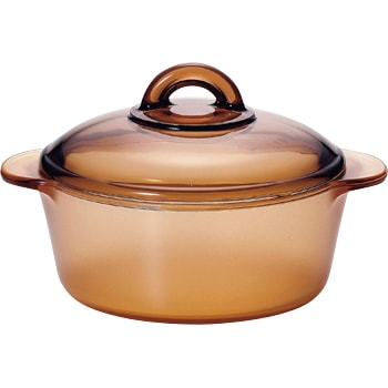 アデリア 鍋 ガラス鍋 調理器 セラベイクファイア ココット鍋 3L アンバー [こびりつきにくい/直火・電子レンジ・オーブン対応/セラミックコーティング] K-9469 ｜アデリア(ADERIA) 鍋 ガラス鍋 調理器 セラベイクファイア