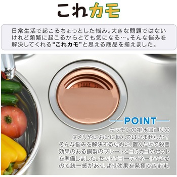 これカモ シンク用 銅製のゴミカゴとフタのセット GAONA(ガオナ)