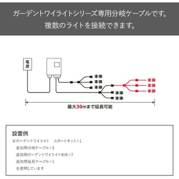 ガーデントワイライト 追加用単品 3分岐ケーブル YAMAZEN(山善)