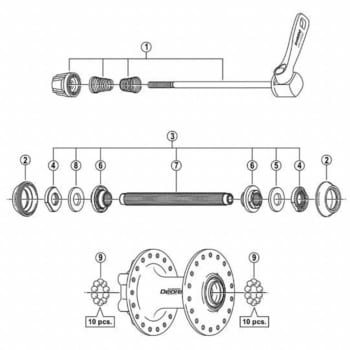 Y2SW98010 ハブ軸組立品(軸長108mm/ 玉間100mm) 1個 SHIMANO(シマノ