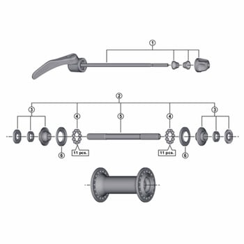 Y2TA98020 ハブ軸組立品(軸長108mm/ 玉間100mm) 1個 SHIMANO(シマノ