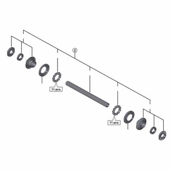 Y2TZ98020 ハブ軸組立品(軸長108mm / 玉間100mm) 1個 SHIMANO(シマノ