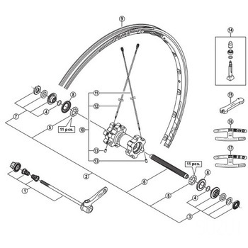 クイック軸組立品(133mm/ブラック) SHIMANO(シマノ)