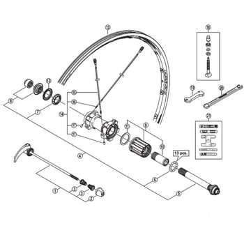 Y3CN98080 フリーホイール部組立品(カセット取付ボルト付) 1個 SHIMANO