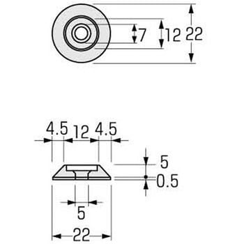 PS22PCY-KP8-25 点鋲ステンレス製6mmタイルカーペット用カシメ付き 1セット(25個) ケージーパルテック 【通販モノタロウ】