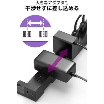 電源タップ 延長コード コンセント 2m 2P 10個口 ほこりシャッター 絶縁キャップ 雷ガード エレコム