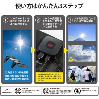 ソーラーパネル 充電器 発電最大出力21W タイプC×1 USB A×1 電流チェッカー搭載 折りたたみ式 エレコム