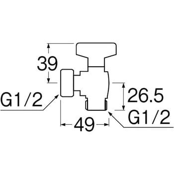 V6271-13 ナット付アングルボールバルブ SANEI T形 接続G 呼び径(B)1/2