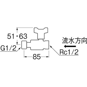 ナット付逆止付ボールバルブ SANEI
