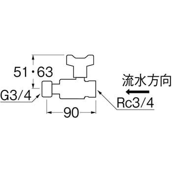 ナット付逆止付ボールバルブ SANEI
