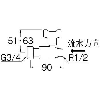 ナット付逆止付ボールバルブ SANEI