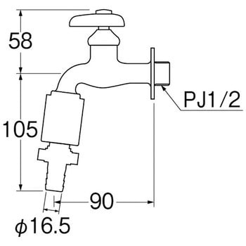 Y30VB-13 カップリング横水栓 SANEI 負圧破壊装置付 呼び径13mm