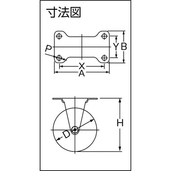 ナイロンホイールウレタンキャスター Eシリーズ(ステンレス金具) 固定 ハンマーキャスター