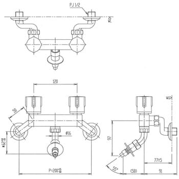 売り出し卸値 INAX SF-WL63RQA 緊急止水弁付2ハンドル混合水栓 - その他