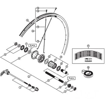 Y4SK98030 ハブ軸組立品(軸長141mm / 玉間130mm) 1個 SHIMANO(シマノ