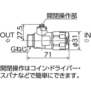 WB28型 流量調整ボールバルブ 平行おねじ ドライバー式 オンダ製作所