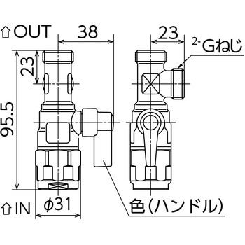 WB37型 流量調整ボールバルブ 右分岐 - オンダ製作所