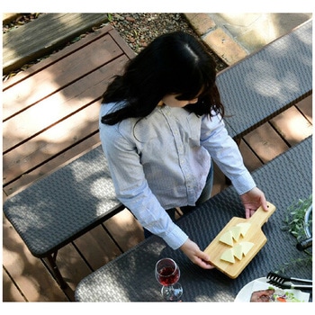 ウィッカー調 ダイニングテーブル&ベンチ(3点セット) YAMAZEN(山善)