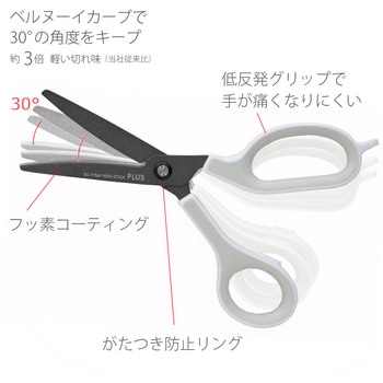 ハサミ フッ素コート フィットカットカーブ 左右非対称 ケース付 プラス(文具)
