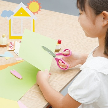 ハサミ 子供用 フッ素コート フィットカットカーブ ジュニア ケース付 左右非対称 - PLUS(プラス)[文具]
