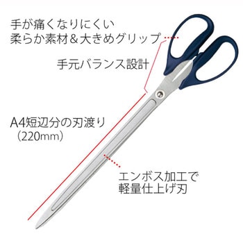 ハサミ ロング フィットカット スクラップ 左右対称 PLUS(プラス)[文具]