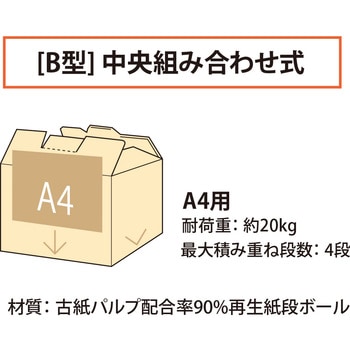ダンボール箱 ワンタッチストッカー (B型)中央組み合わせ式 段ボール 整理収納 ボックス PLUS(プラス)[文具]