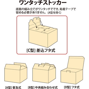 ダンボール箱 ワンタッチストッカー (C型)差込フタ式 段ボール 整理収納 ボックス プラス(文具)