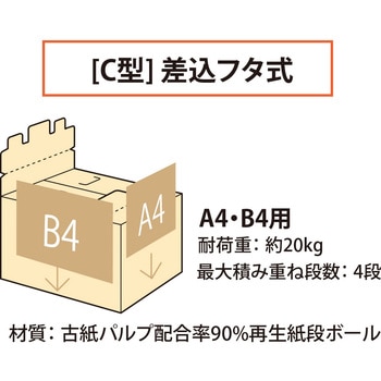 ダンボール箱 ワンタッチストッカー (C型)差込フタ式 段ボール 整理収納 ボックス プラス(文具)