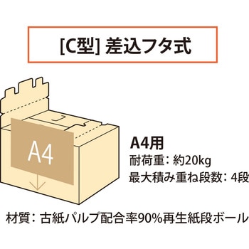 ダンボール箱 ワンタッチストッカー (C型)差込フタ式 段ボール 整理収納 ボックス プラス(文具)
