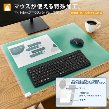 斜めカット デスクマット エコノミー 下敷き付き 半光沢 マウス対応 軟質 PLUS(プラス)[文具]