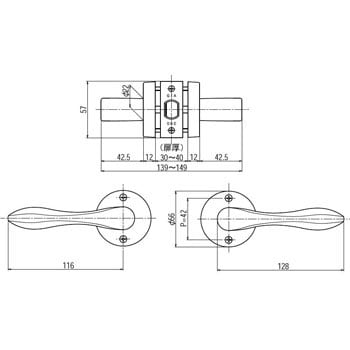 NP-32M-W-SG-60 レバーハンドル 丸座 1セット ハイロジック 【通販