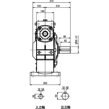 マキシンコー 一段ウォーム減速機 入力容量１．２７ｋＷ MAO W 80 C 60