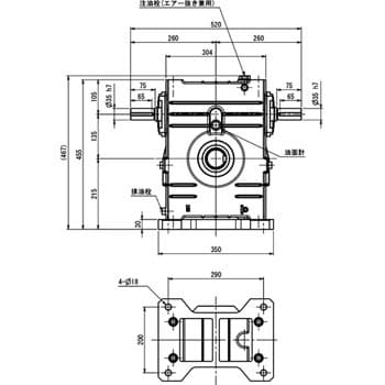 □マキシンコー 一段ウォーム減速機 入力容量1.75kW K100LU50(8483246