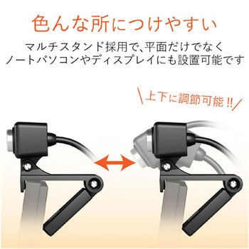 WEBカメラ パソコンカメラ マイク内蔵 200万画素 高精細ガラスレンズ 上下角度調整可能 ウェブ エレコム