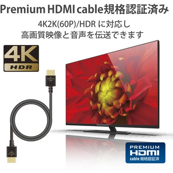 HDMIケーブル プレミアム 4K対応 小型コネクタ やわらか 家具調カラー エレコム