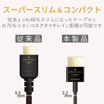 HDMIケーブル 4K対応 超スリム プレミアム RoHS ブラック エレコム