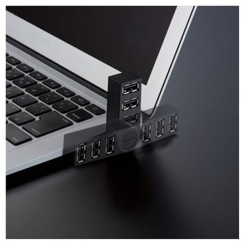 USBハブ 2.0 3ポート 直挿し バスパワー ケーブルなし コンパクト スイングコネクタ