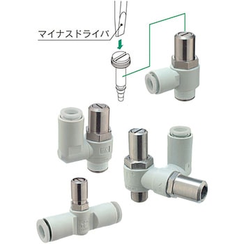 AS_2_0-D - マイナスドライバ調整用スピードコントローラ/標準タイプ/金属エルボタイプ(AS4210) SMC