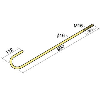A90 (16×900) アンカーボルト 1箱(10本) ノーブランド 【通販モノタロウ】